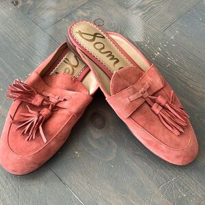 Sam Edelman coral mules with tassels